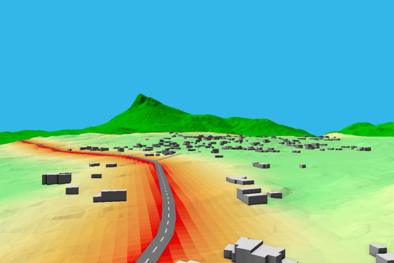 Impacto Acústico carreteras, simulaciones 3D